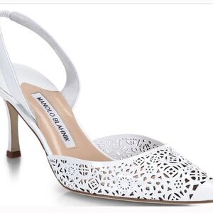 Manolo Blahnik White Cutout Heels